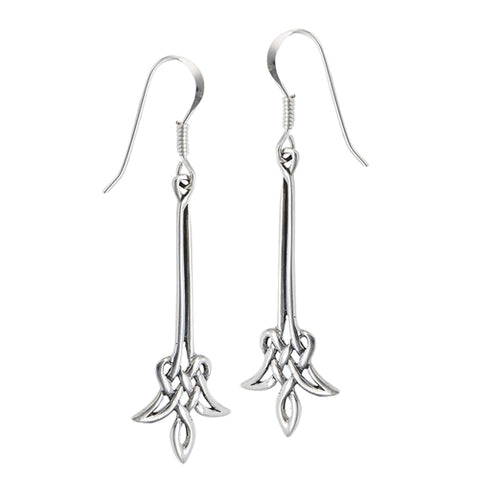 Celtic Drop Flower Sterling Silver Earrings