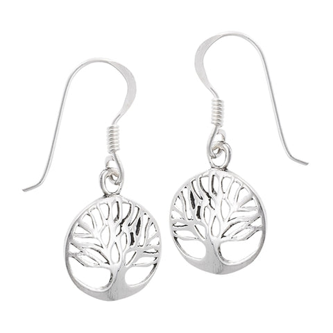 Rounded Tree of Life Sterling Silver Earrings