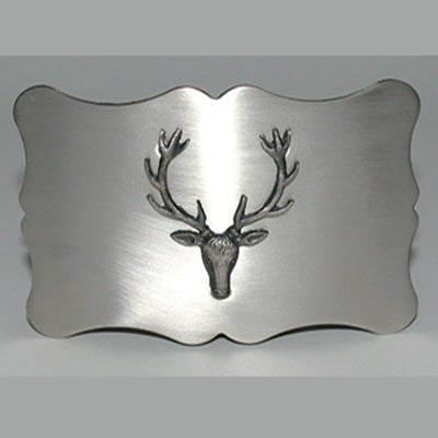 Scalloped Kilt Belt Buckle with Stag Crest