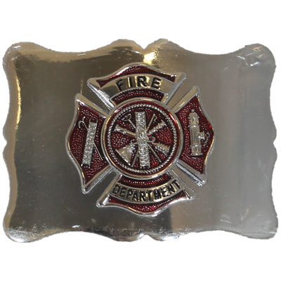 Scalloped Kilt Belt Buckle with Fire Dept Crest