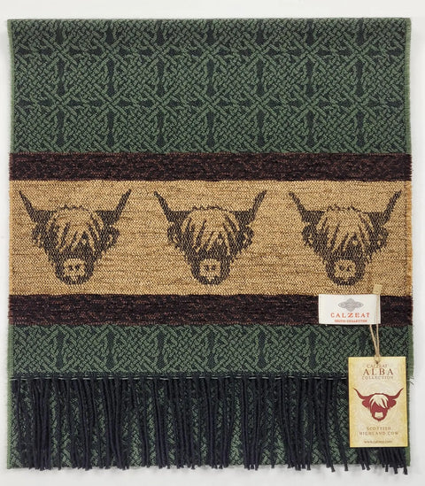 Highland Cow Celtic Jacquard Scarf