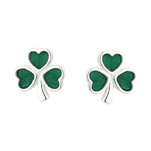 Solvar Sterling Silver Shamrock Stud Earrings