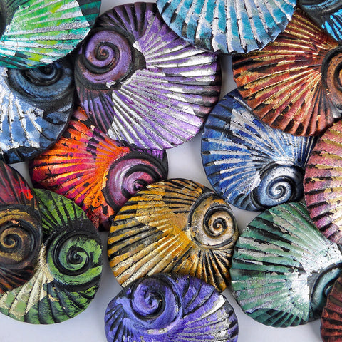 Hand Painted Shell Wrap Pin
