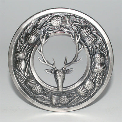 Thistle Fly Plaid Brooch with Stag Mount