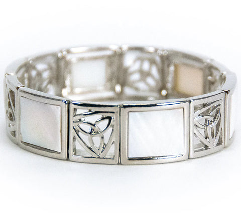 Trinity Knot Stretch Bracelet with White Mother of Pearl