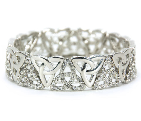 Trinity Knot Stretch Bracelet with Rhinestones (gold or silver)