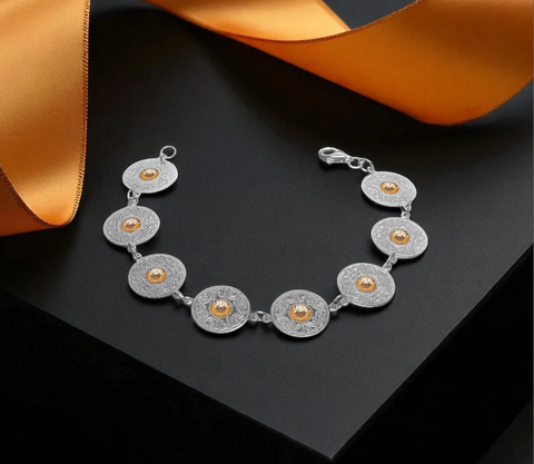 Celtic Warrior Disc Bracelet with 18K Gold Bead
