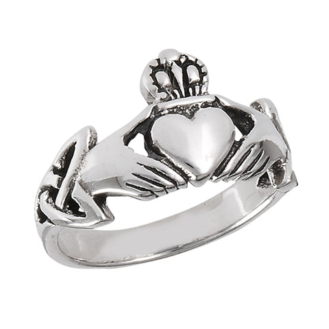 Claddagh with Trinity Knot Sterling Silver Ring
