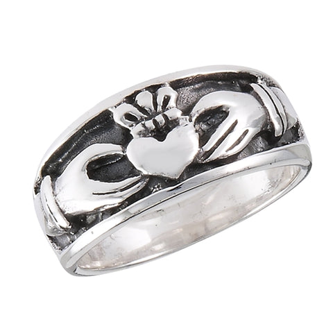 Heavy Claddagh Sterling Silver Band