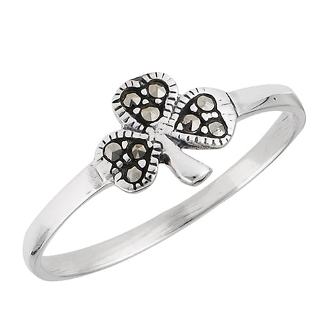 Shamrock with Marcasite Sterling Silver Ring