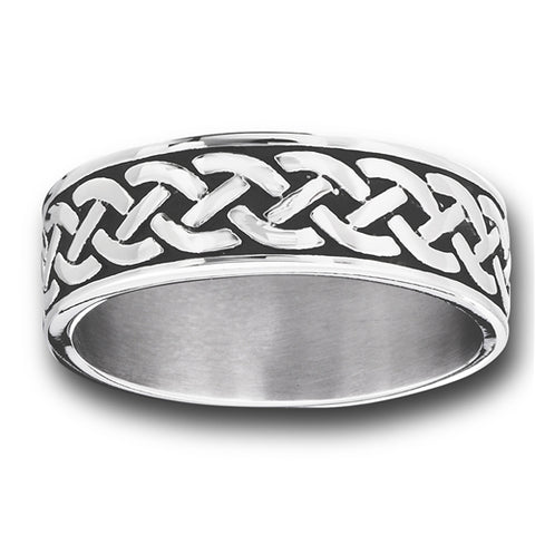 Oxidized Celtic Braid Stainless Steel Ring