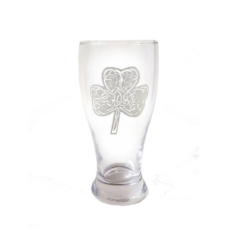 Celtic Shamrock Engraved Pint Glass