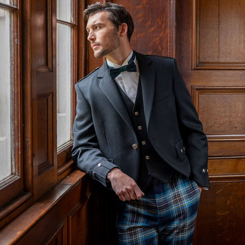 Lochcarron of Scotland Black Barathea Argyll Kilt Jacket