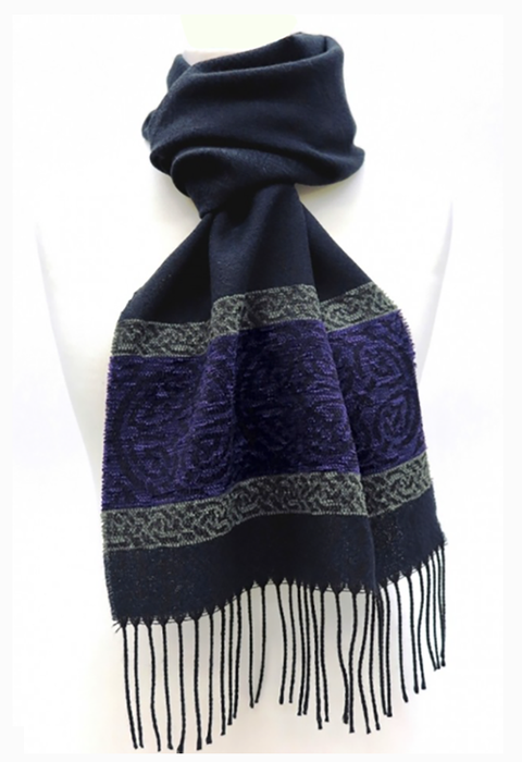 Nordic Midnight Celtic Border Scarf by Calzeat of Scotland